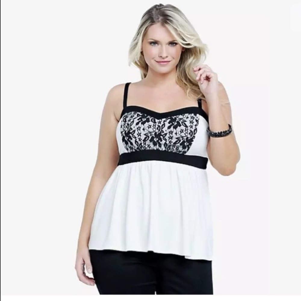 TORRID Black White Lace Front Babydoll Plus Size 5